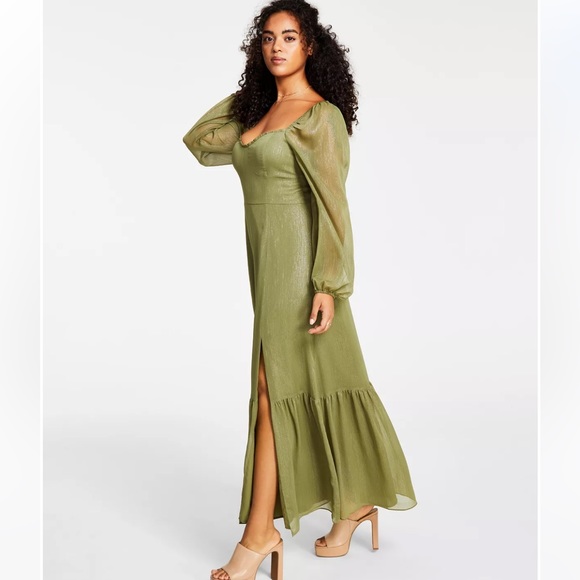 Bustier Side-Slit Ruffled-Trim Dress, - Picture 3 of 5